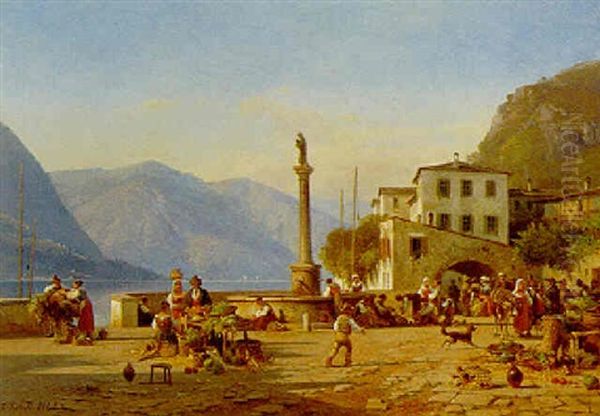 Gade I Bellagio Ved Comosoen Oil Painting by Frederik Rohde