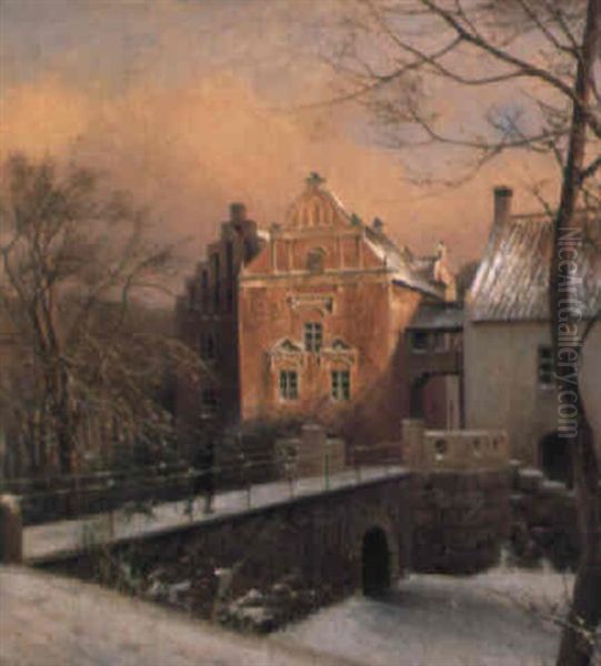 Fra Herregarden Dyobok I Skane, Vinter Oil Painting by Frederik Rohde