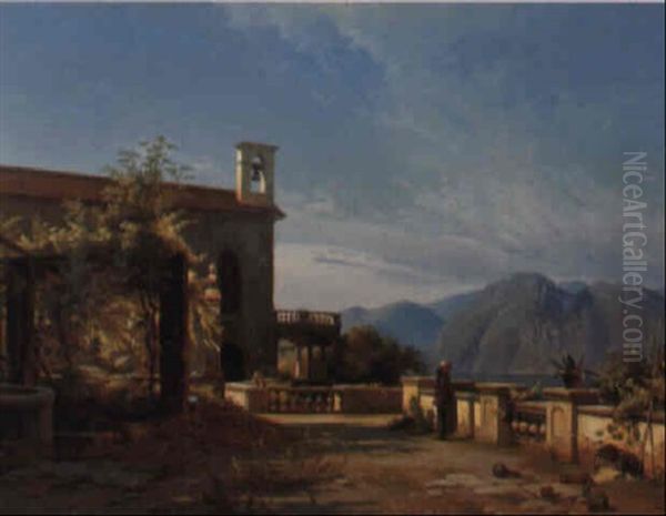 Terrasse Foran En Kloster I Norditalien Oil Painting by Frederik Rohde