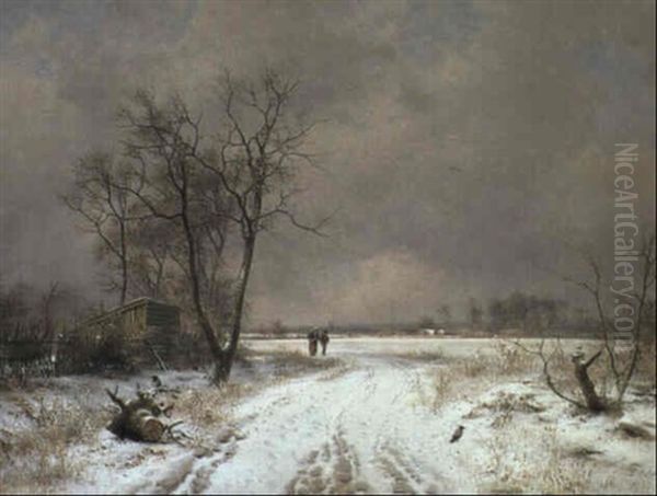 Vandrande Pa Vinterv,g Oil Painting by Frederik Rohde