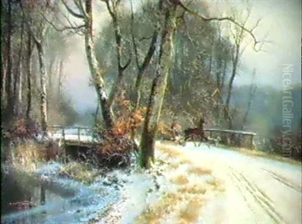 Vinterlandskab Med Hestekoretoj Oil Painting by Frederik Rohde