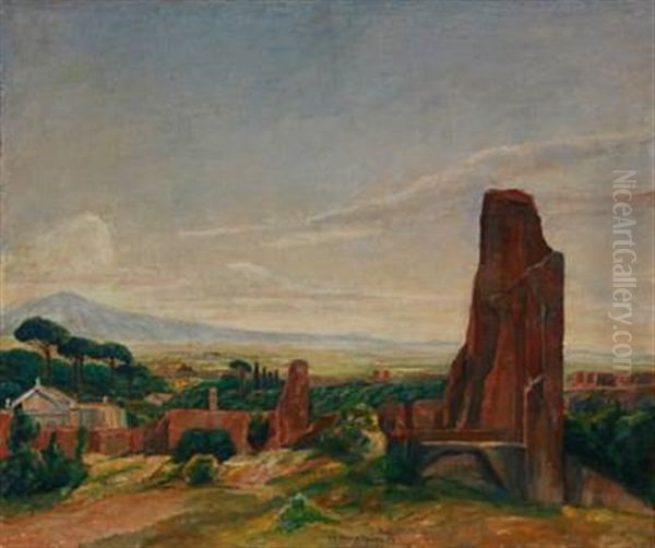 From The Roman Campagna Oil Painting by Johan Rohde