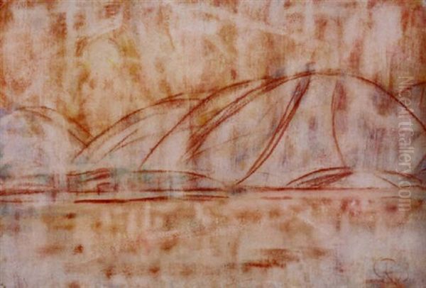 Rot-grune Seelandschaft (lago Maggiore) Oil Painting by Christian Rohlfs