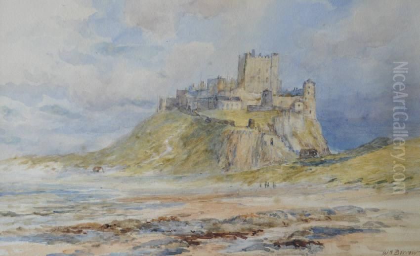 Bamboroughcastle Oil Painting by William Henry Borrow