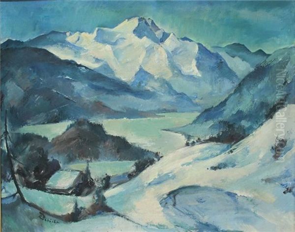 Winterabend Im Gebirge Oil Painting by Wolf Roehricht
