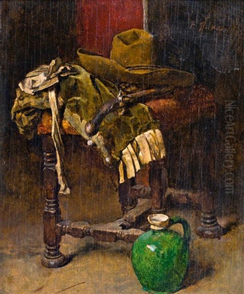 Stillleben Mit Grunem Krug Oil Painting by Fritz (Friedrich) Rojka