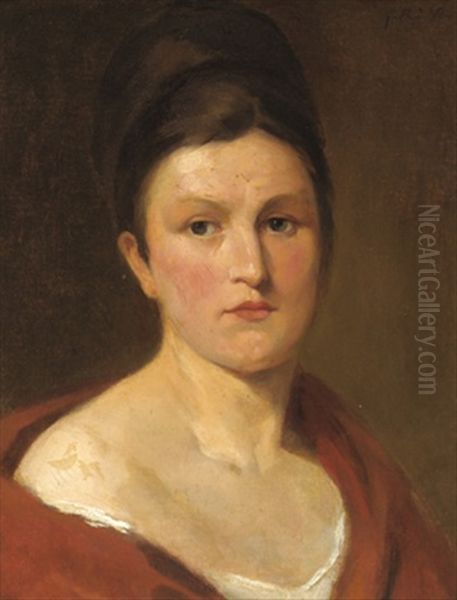 Damenportrait Oil Painting by Fritz (Friedrich) Rojka