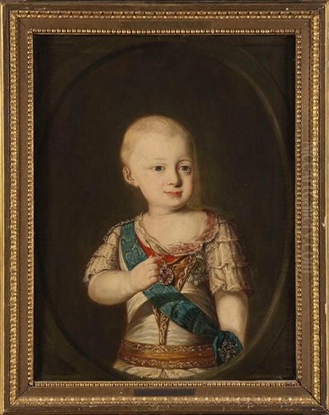 Portrait Du Grand - Duc Constantin Pavlovitch De Russie, Enfant Oil Painting by Fedor Rokotov