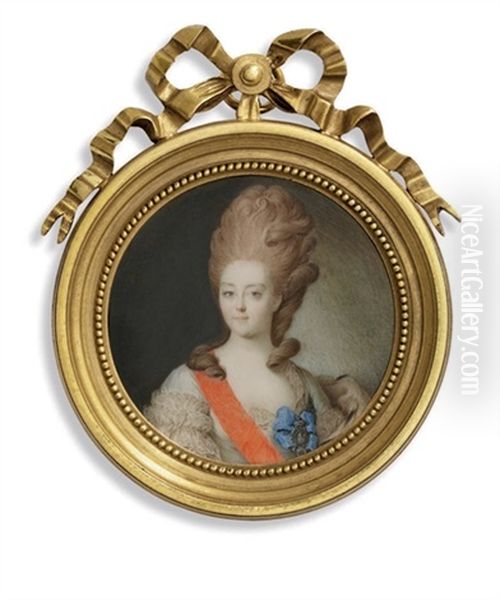 Countess Ekaterina Nicolayevna Orlova In White Dress With Frilled Sleeves Oil Painting by Fedor Rokotov