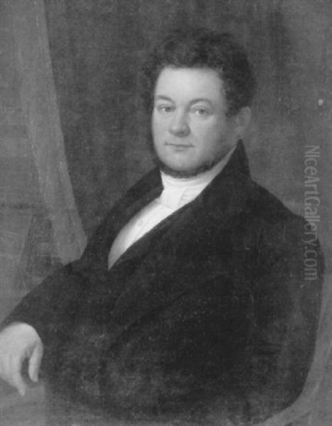 Portrait De Stendhal Oil Painting by Benjamin De Rolland