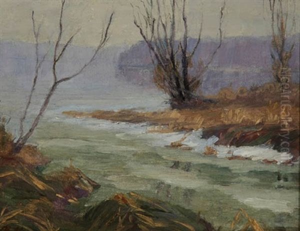 Potomac River At Georgetown Oil Painting by August H.O. Rolle