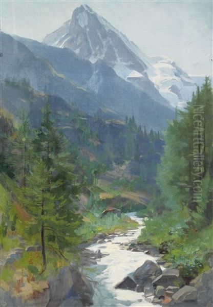 Sommerlicher Gebirgsbach Oil Painting by Marie Rolle