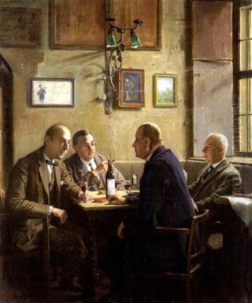 Der Stammtisch Oil Painting by Josef Rolletschek