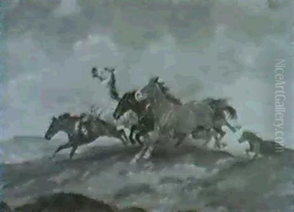 Galoppierende Pferde Oil Painting by Alfred Roloff