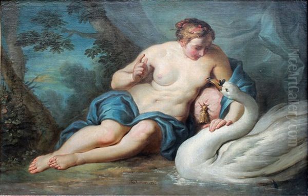 Leda Et Le Cygne Oil Painting by Jacques (Le Romain) Dumont