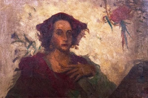 Portrait Of A Woman Oil Painting by Leopoldo Romanach