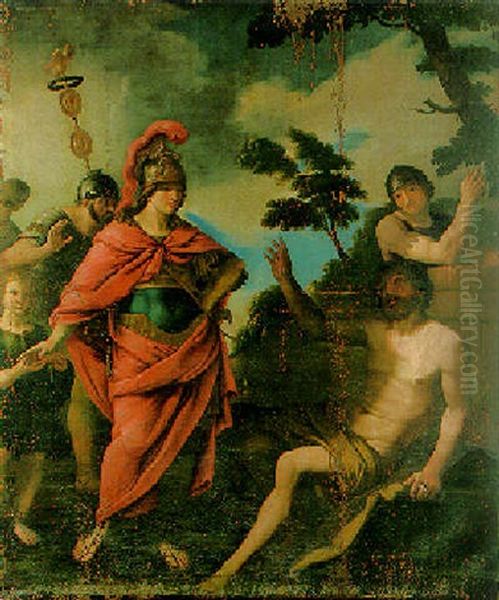Alexander And Diogenes Oil Painting by Giovanni Francesco Romanelli
