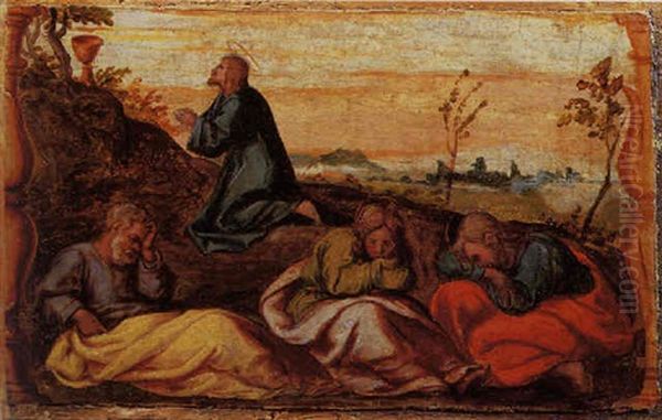Christ Washing The Disciples' Feet Oil Painting by Gerolamo Romanino