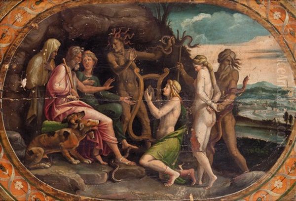 Orfeo Ed Euridice Dinanzi A Plutone E Proserpina Oil Painting by Giulio Romano (Orbetto)