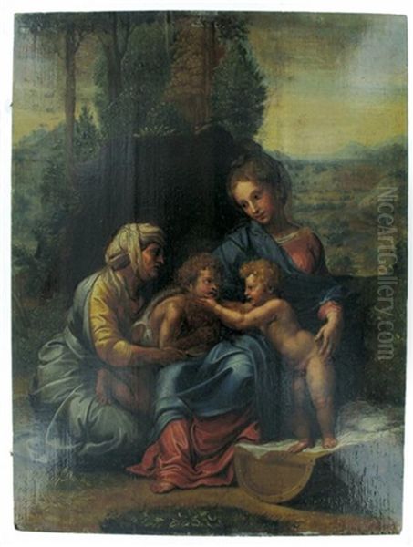 La Petite Sainte Famille Oil Painting by Giulio Romano (Orbetto)