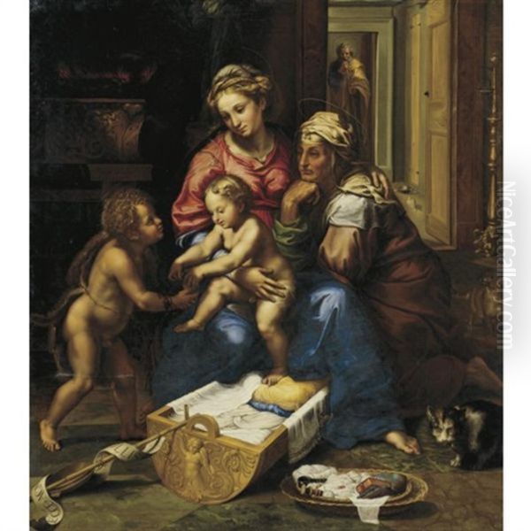 The Madonna Della Gatta Oil Painting by Giulio Romano (Orbetto)