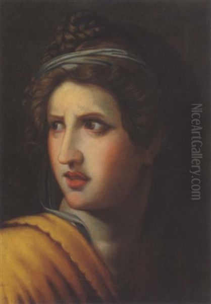 Kopfstudie Einer Frau (bozzetto Di Testa Femminile) Oil Painting by Giulio Romano (Orbetto)