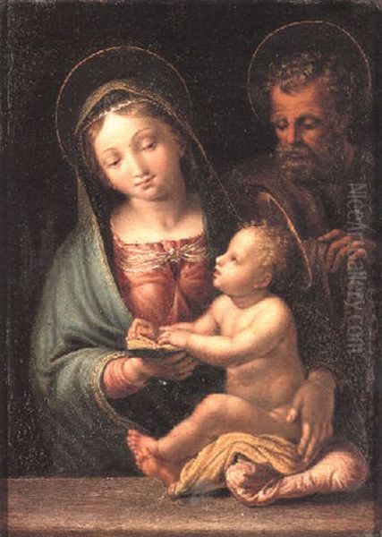 The Holy Family Oil Painting by Giulio Romano (Orbetto)