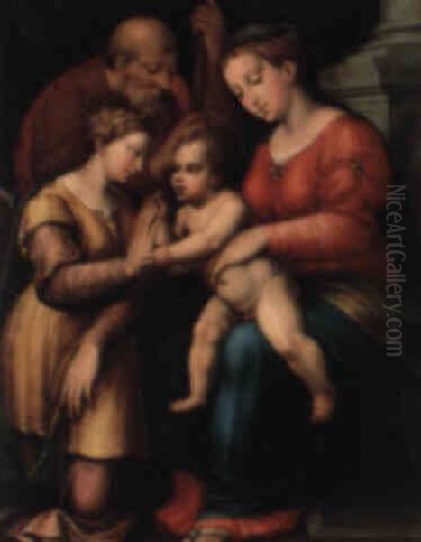 The Mystic Marriage Of Saint Catherine Oil Painting by Giulio Romano (Orbetto)