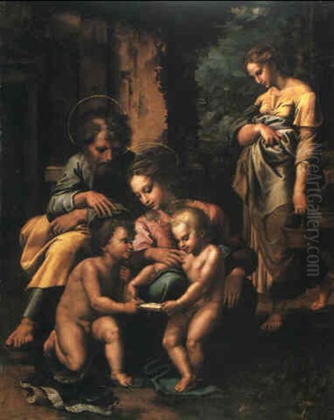 The Spinola Holy Family Oil Painting by Giulio Romano (Orbetto)