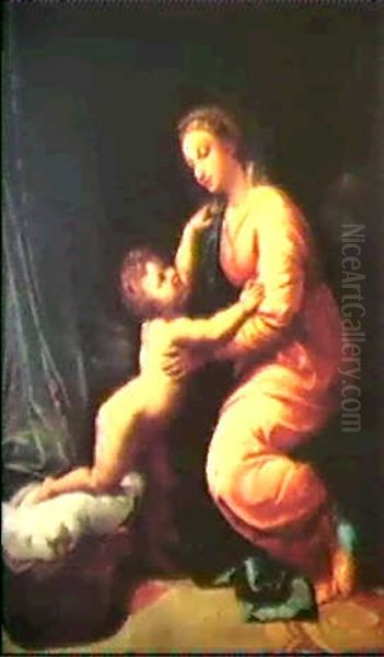 Madonna Mit Kind Oil Painting by Giulio Romano (Orbetto)