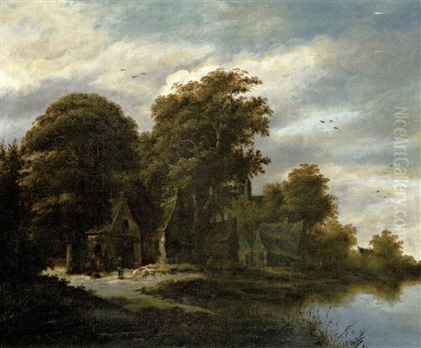 Maison Pres D'une Riviere Oil Painting by Salomon Rombouts