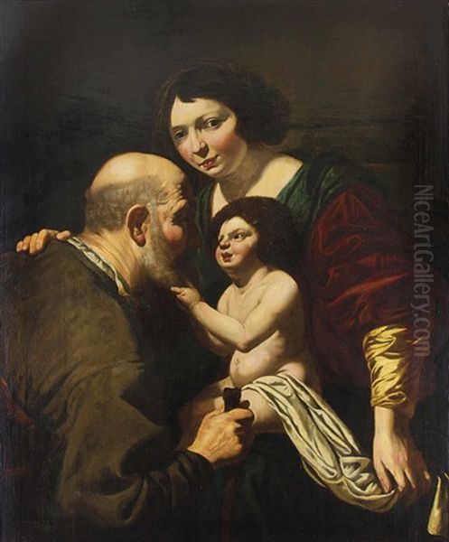 Dreifiguriges Familienbild Oil Painting by Theodoor Rombouts
