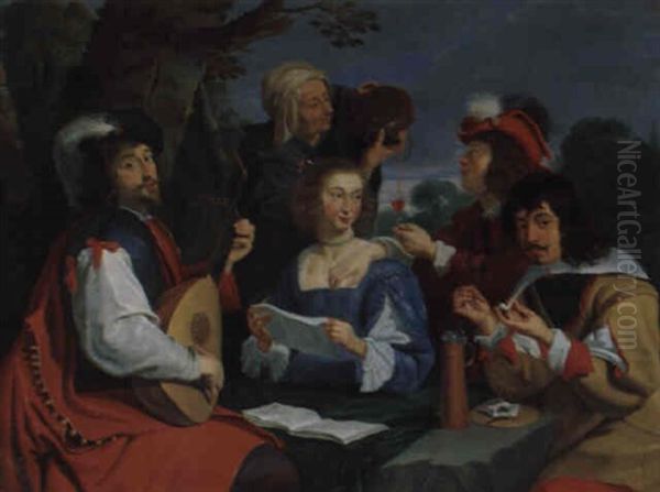 Frohliche Gesellschaft In Einem Park (allegorie Der Funf Sinne) Oil Painting by Theodoor Rombouts