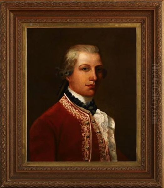 Portrait Of A Nobleman Wearing A Red Coat Oil Painting by George Romney