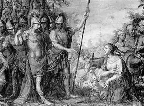 David And Abigail Oil Painting by Cristoforo Roncalli