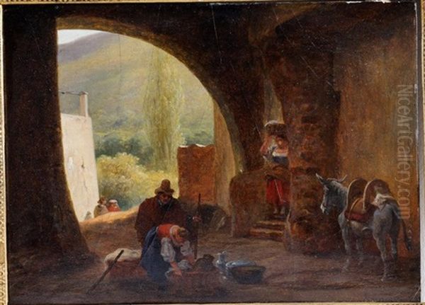 Vue D'italie Oil Painting by Guillaume Frederic Ronmy