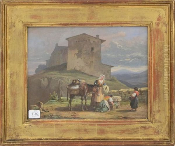 Paysannes Italiennes Oil Painting by Guillaume Frederic Ronmy