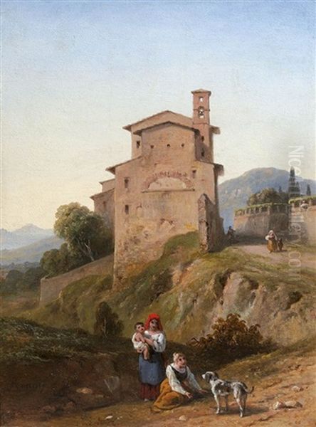 Italienisches Bergdorf Oil Painting by Guillaume Frederic Ronmy
