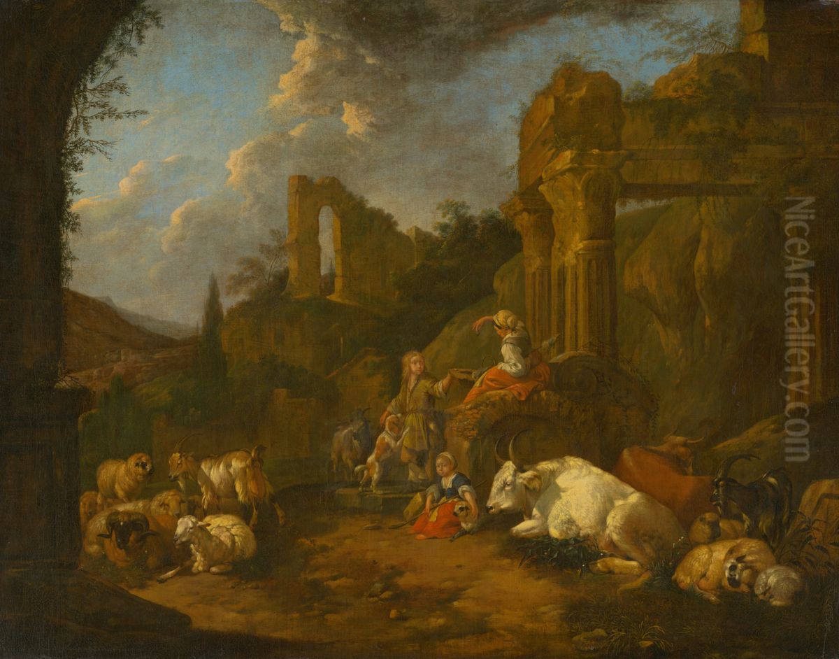 Pastoral Idyll Oil Painting by Johann Heinrich Roos