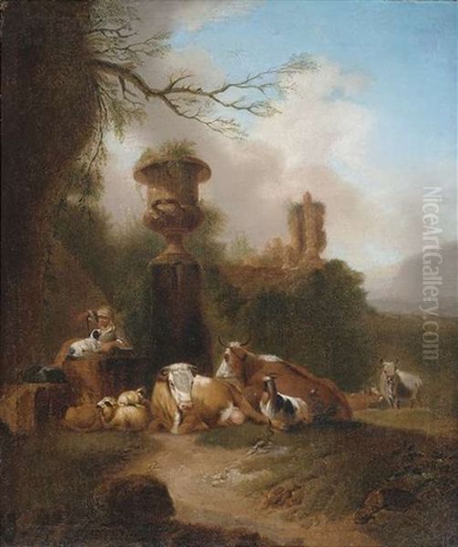 Hirtenidylle In Der Romischen Campagna Oil Painting by Johann Heinrich Roos