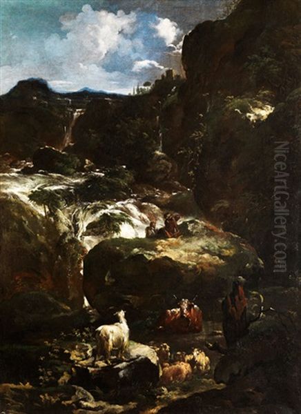 Sudliche Fantasielandschaft Oil Painting by Johann Heinrich Roos