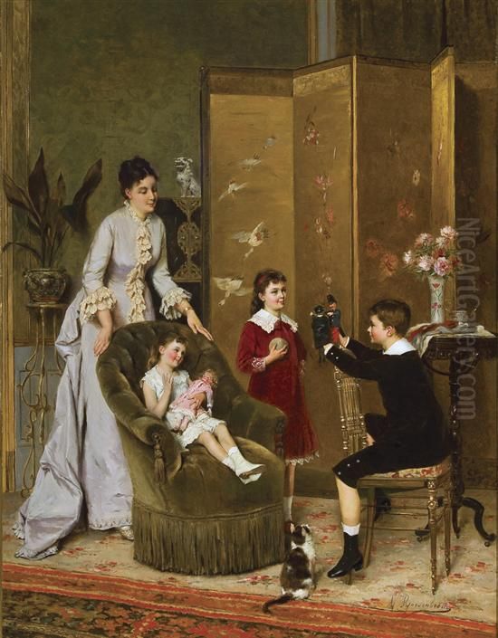 The Puppet Show Oil Painting by Albert Roosenboom