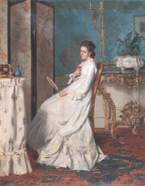 Une Belle A Sa Toilette Oil Painting by Albert Roosenboom