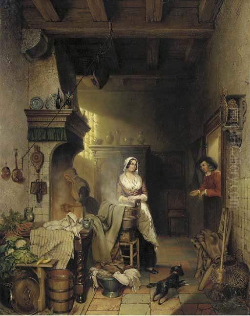 An Amorous Interruption Oil Painting by Jan Bos