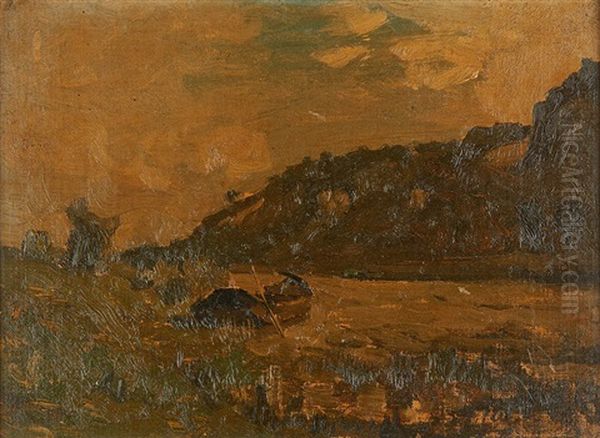 La Barque Sur La Meuse Oil Painting by Felicien Rops