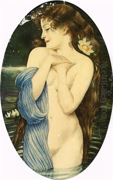 Badende Oil Painting by Felicien Rops