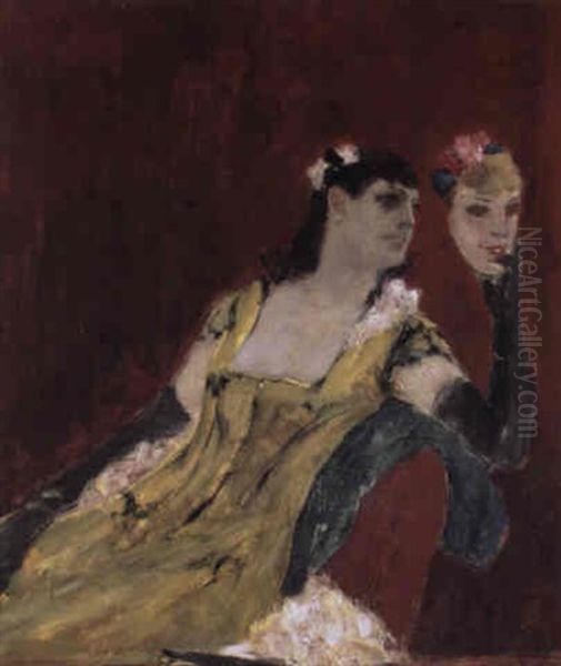 La Femme Au Masque Oil Painting by Felicien Rops