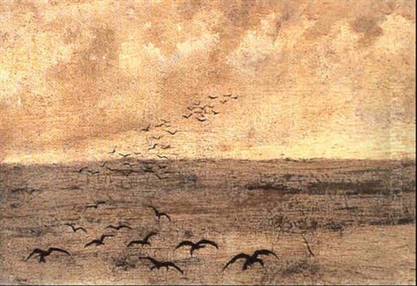 Les Corbeaux Sur La Pleine Oil Painting by Felicien Rops