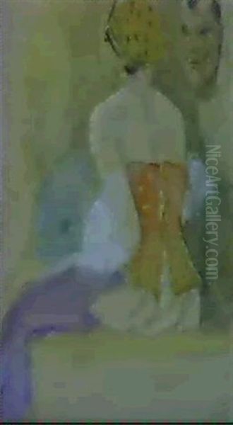 Jeune Femme Au Masque Oil Painting by Felicien Rops