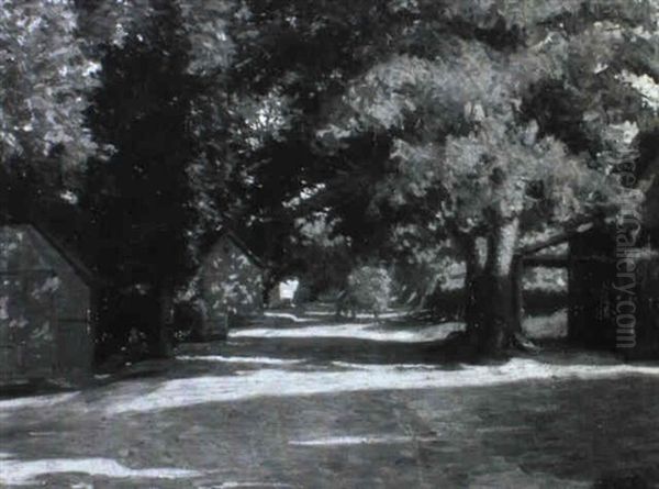 Sommerliche Dorfstrase Mit Heuwagen Oil Painting by Walter Alfred Rosam